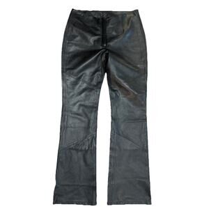 Wilsons Pelle Studio Leather Pants Sz 10 Maxima Black Genuine Leather Wide Leg